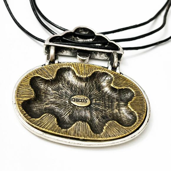 Chico’s Vintage Enamel & Crystal Pendant Necklace - Picture 8 of 8